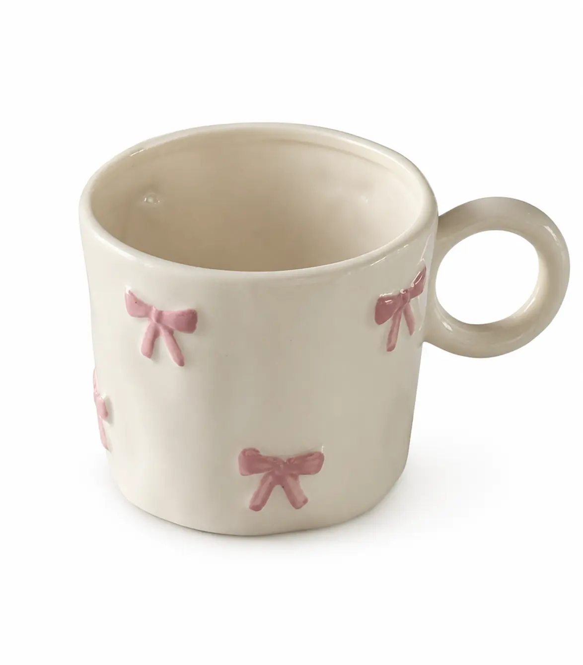 Cute Bow Decorated Ceramic Mug, Kitchenware Drinkware for Daily Beverage Use