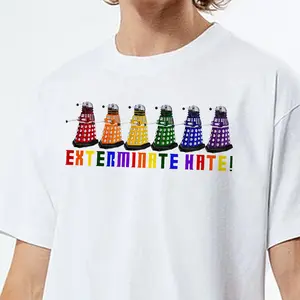 Dalek Rainbow Exterminate Hate T-shirt, Eleventh Doctor vs Police Box Sweatshirt, Doctor Who Movie Hoodie, Gift For LGBT Pride Month