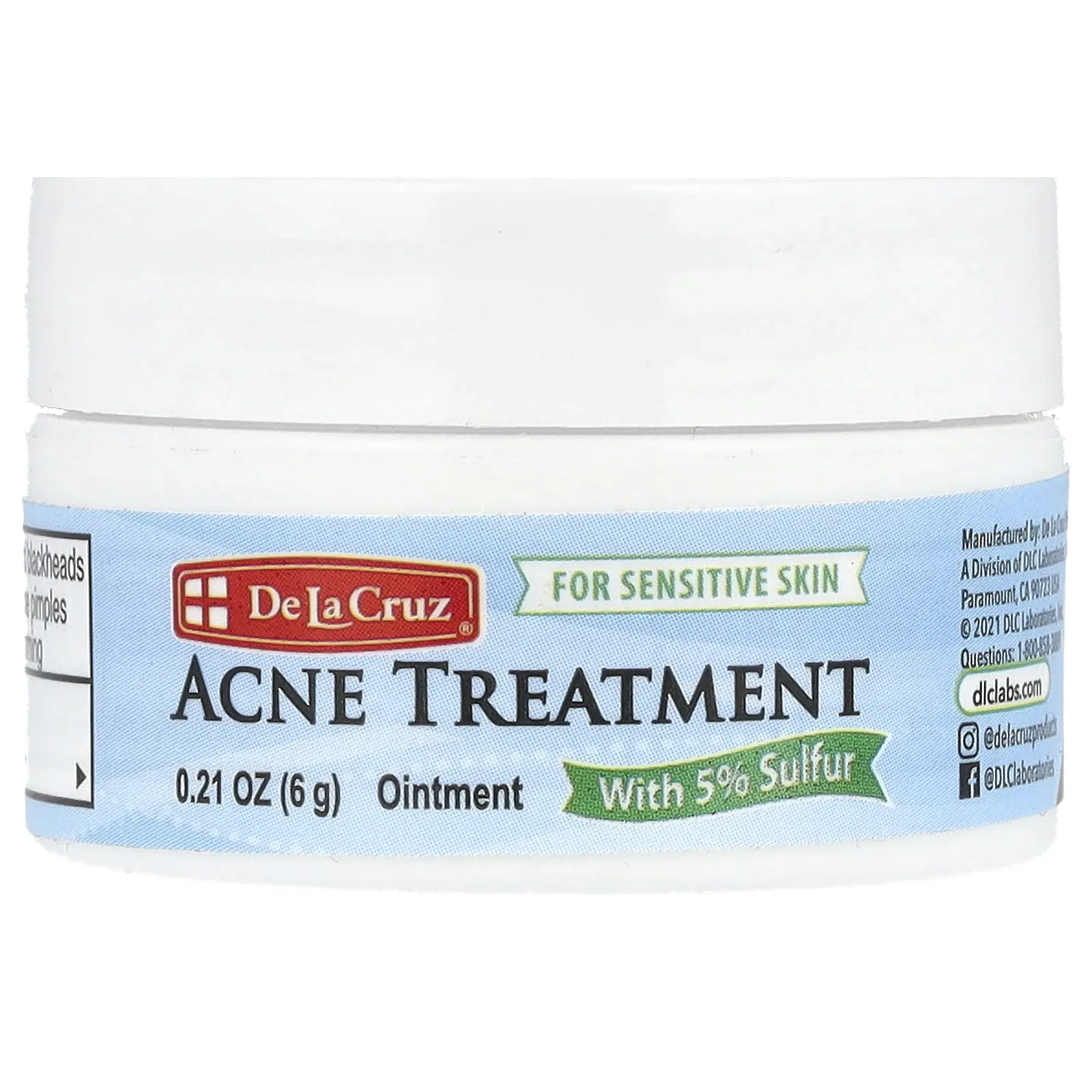 De La Cruz Acne Treatment with 5% Sulfur, 0.21 oz (6 g)