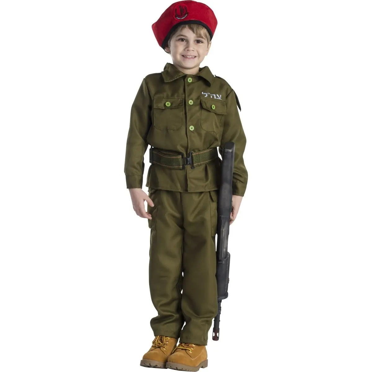 Israeli Soldier Costume For Kids | Army Uniform with Shirt, Pants, Belt & Red Beret | Military Role Play Outfit - Perfect Gift For Military Fan