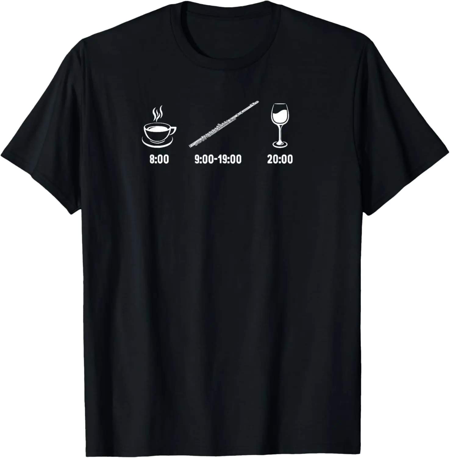 100% Cotton Flutist Daily Routine, Funny Transverse Flute T-Shirt