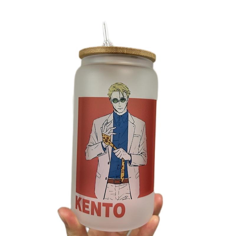 Nanami kento jjk Glass Cup - Perfect for Your Drinks - Drinkware, Bottles Bamboo Lid Tumblers Mug Stylish aesthetic cups Reusable Portable Washable