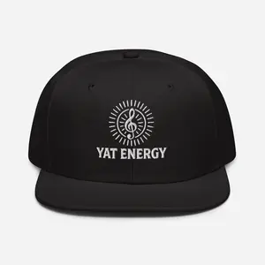 Yat Charge SnapBack Hat with YAT ENERGY Design and Musical Note Logo Black Color Unisex Cap