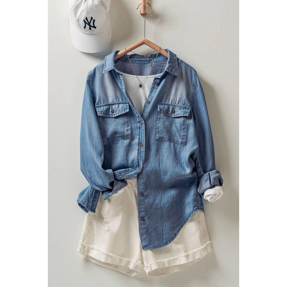 Classic Utility Button Down Chambray Shirt