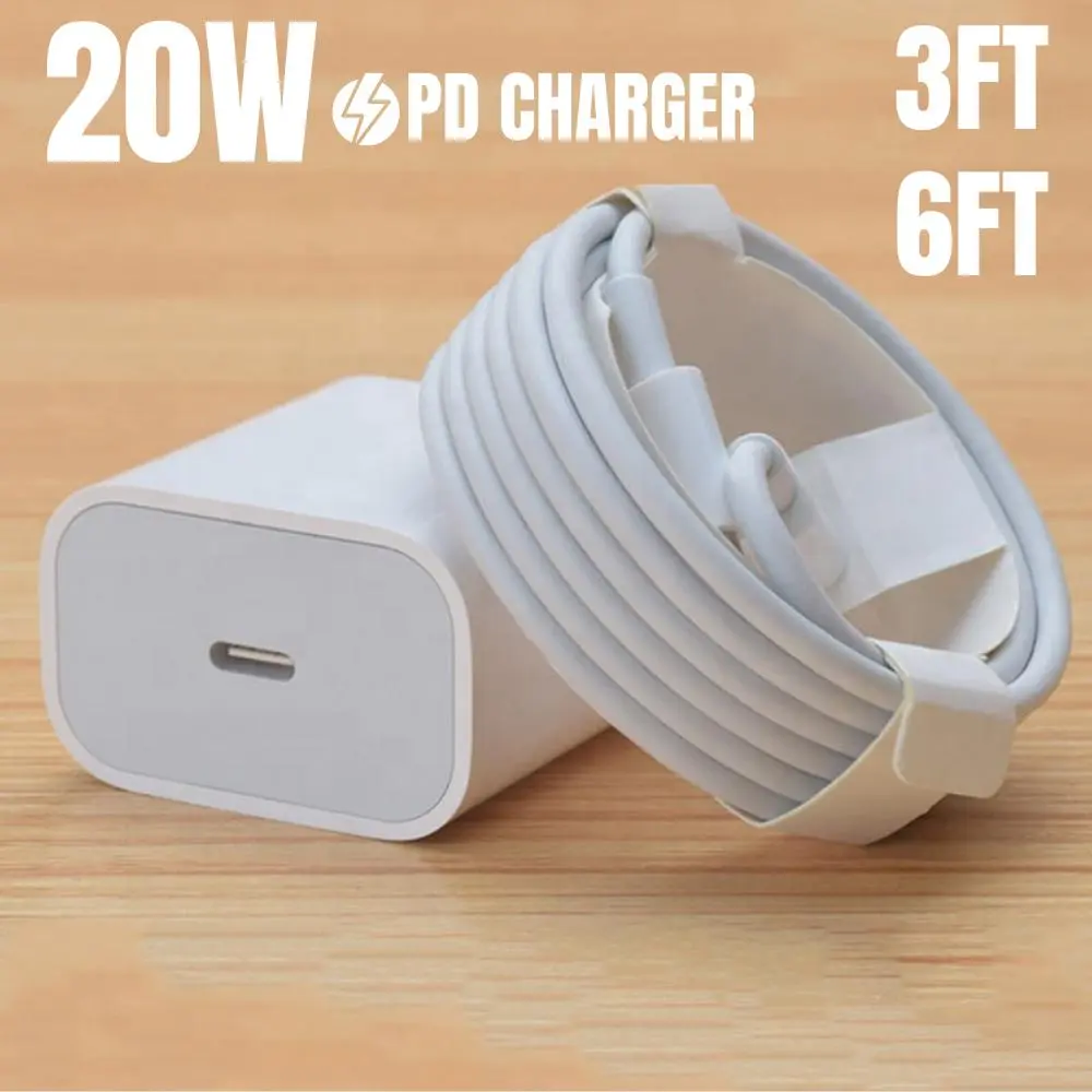 20W PD Fast iPhone Charger with USB-C Type-C Cable for iPhone 14/13/12/11 Pro Max/XR - Durable Mobile Charging Accessory with Secure Connector, Device Protection