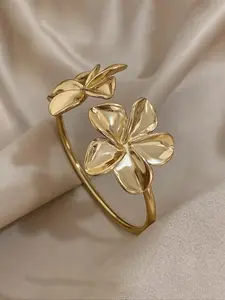 Flower Design Cuff Bangle, Fashionable Jewelry for Women & Men, Trendy All-match & Exquisite Jewelry for Birthday Gift, Fashion Jewelry Party