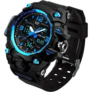Men's Analog Sports Watch, LED Military Digital Watch Electronic Stopwatch Large Dual Dial Time Outdoor Army Wrist Watch Tactical