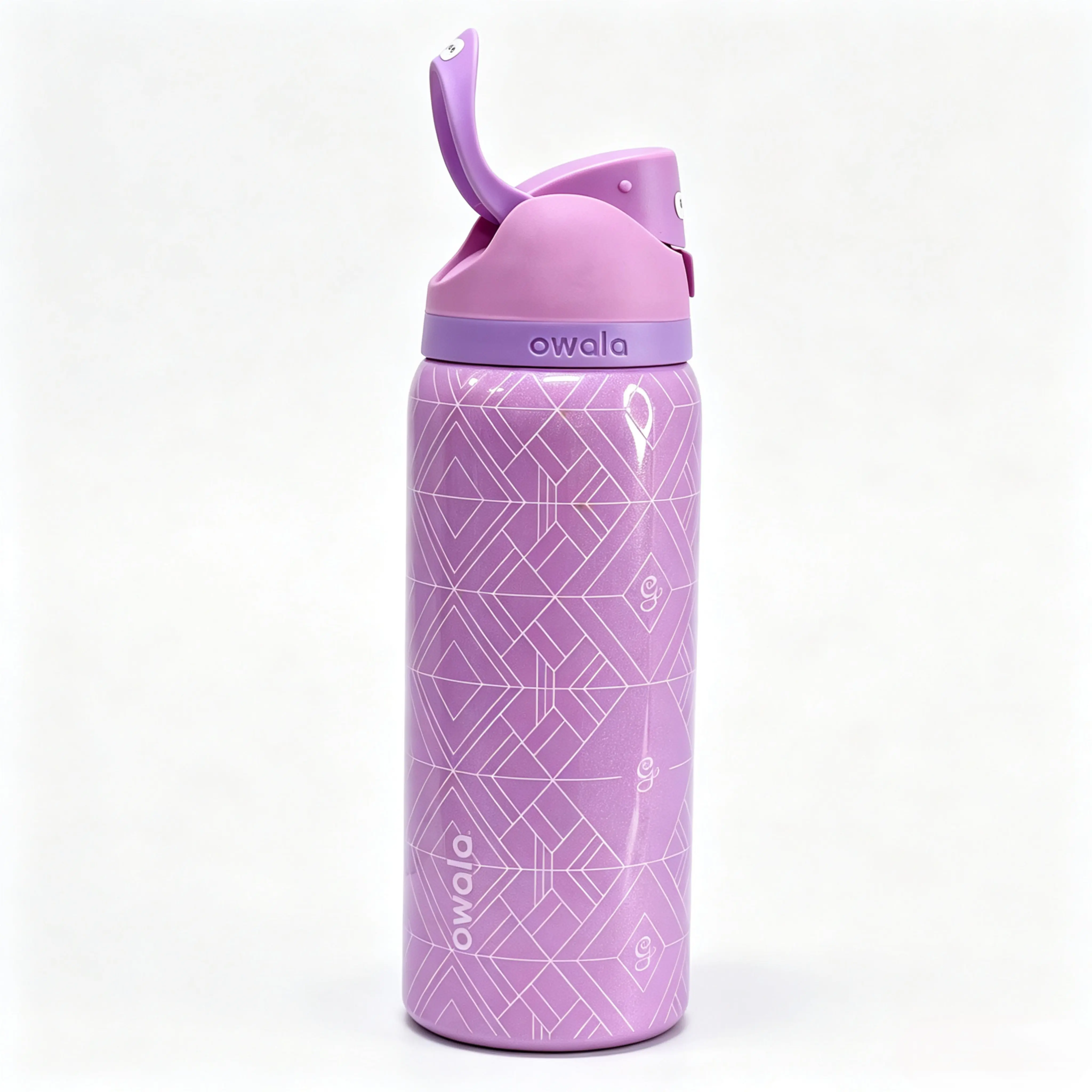 Owala 32oz FreeSip Insulated Stainless Steel Water Bottle - Lavender Purple Spiderweb Geometric Line Print, Flip Top with Built-In Straw, Leakproof Gothic Aesthetic Sport-Ready Temp-Hold Steel Reusable Cup for Gym, Travel