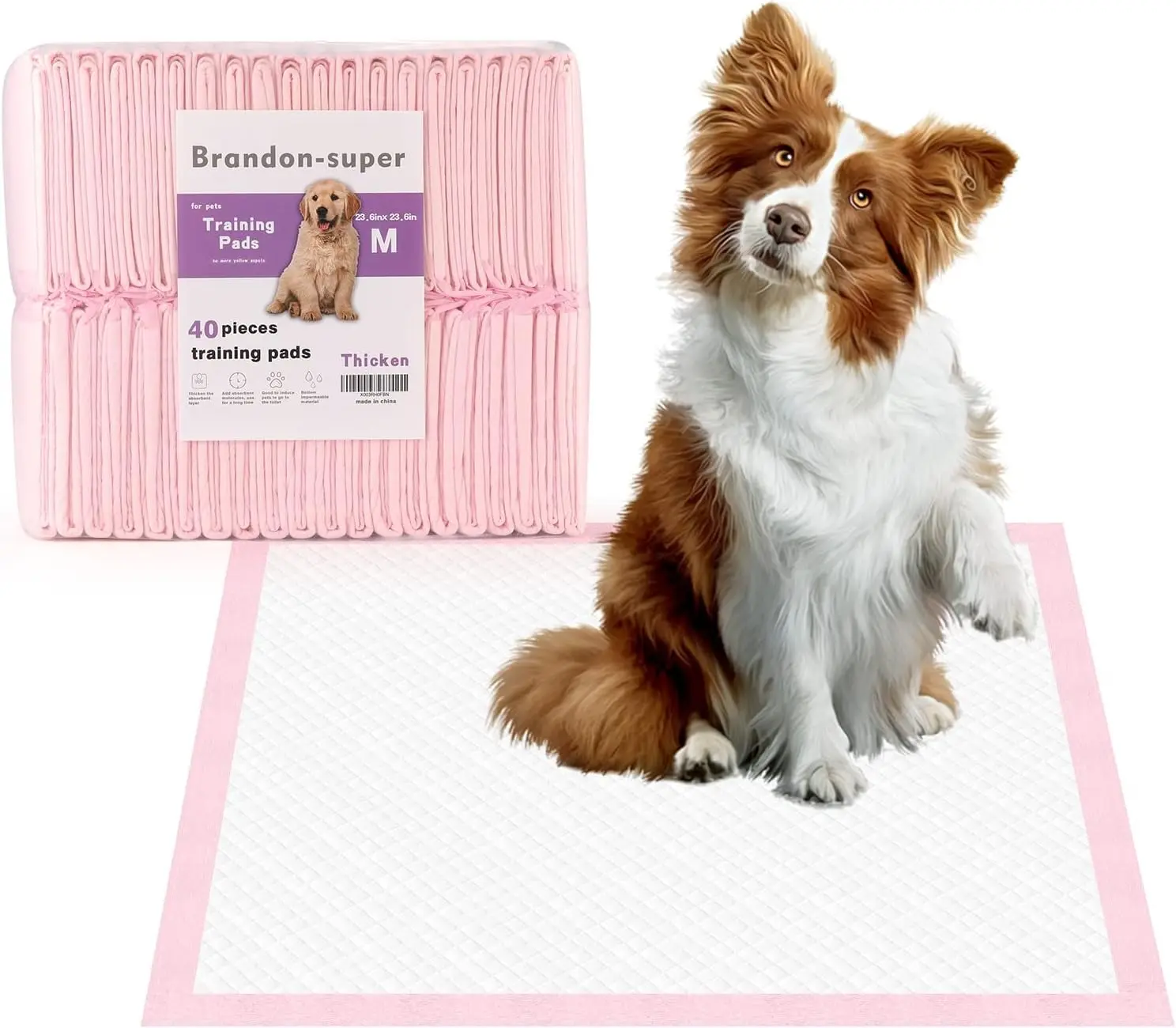 40 Count Super Absorbent Dog Pee Pads 24" x 24" Leakproof Disposable Puppy Training Pads for Dogs, Pets, Indoor Potty Training & Housebreaking
