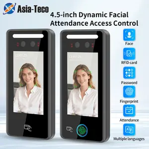 AI521F AI Dynamic Facial Recognition Fingerprint Attendance Access Control System, Supporting Fingerprint/Face/Password/RFID Card Unlocking, for Office Employee Attendance Check-in and Home Access Control systems