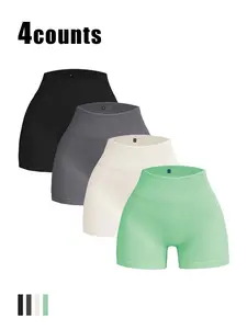 Women's Solid Color High Waist Gym Biker Shorts, Comfy Breathable Skinny Shorts for Yoga Gym Workout, Ladies Sportswear for Indoor Outdoor Wear