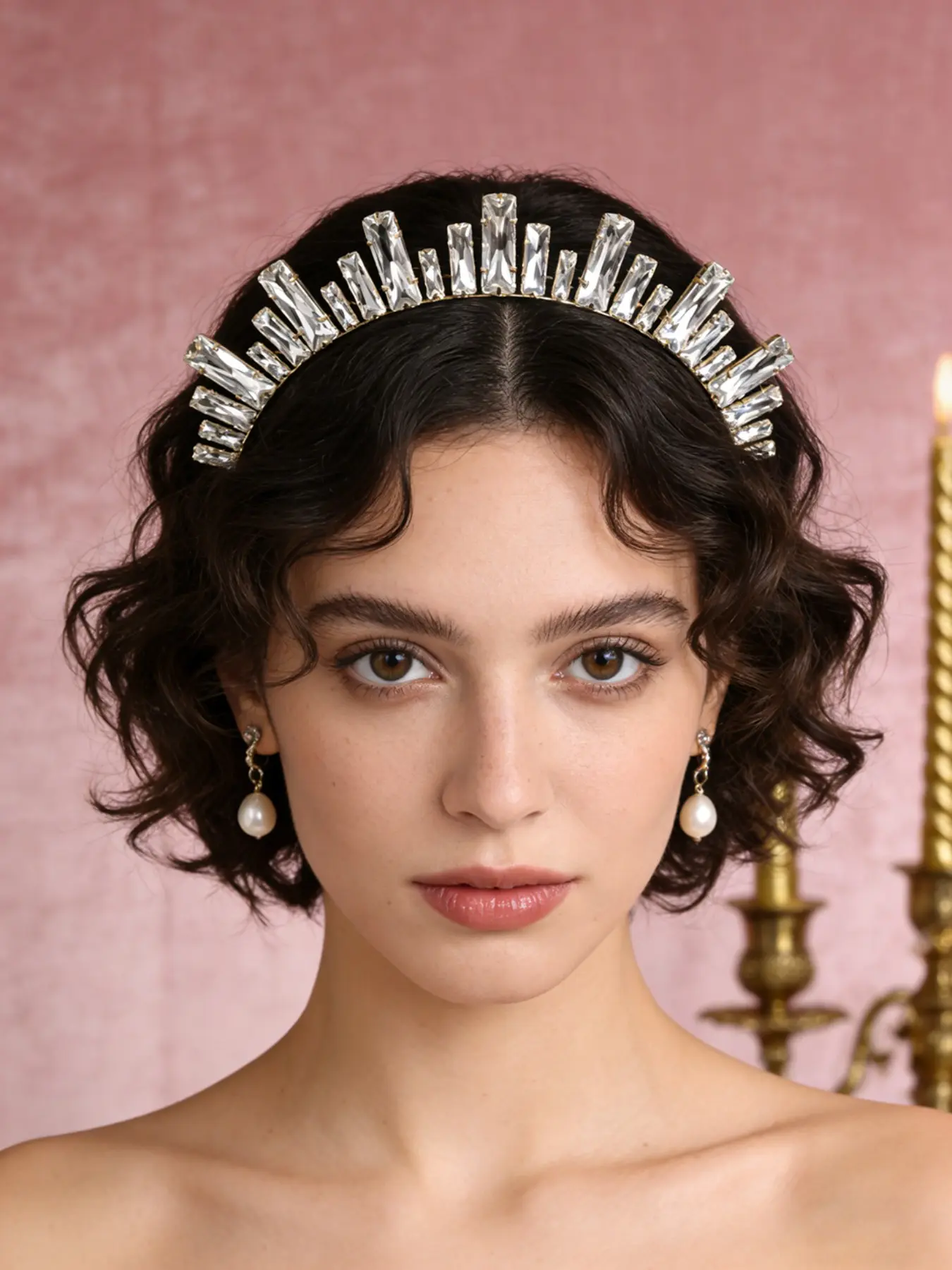 Rhinestone Crown Design Tiaras Hair Band, Queen Headpiece  display picture 3