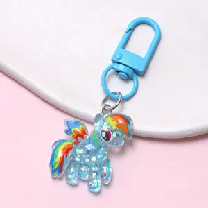 1 My Little Horse glitter rainbow horse creative keychain, Whimsical keychain, a gift for teachers and students to decorate backpacks and pencil cases, a collectible for home accessories or back-to-school/graduation
