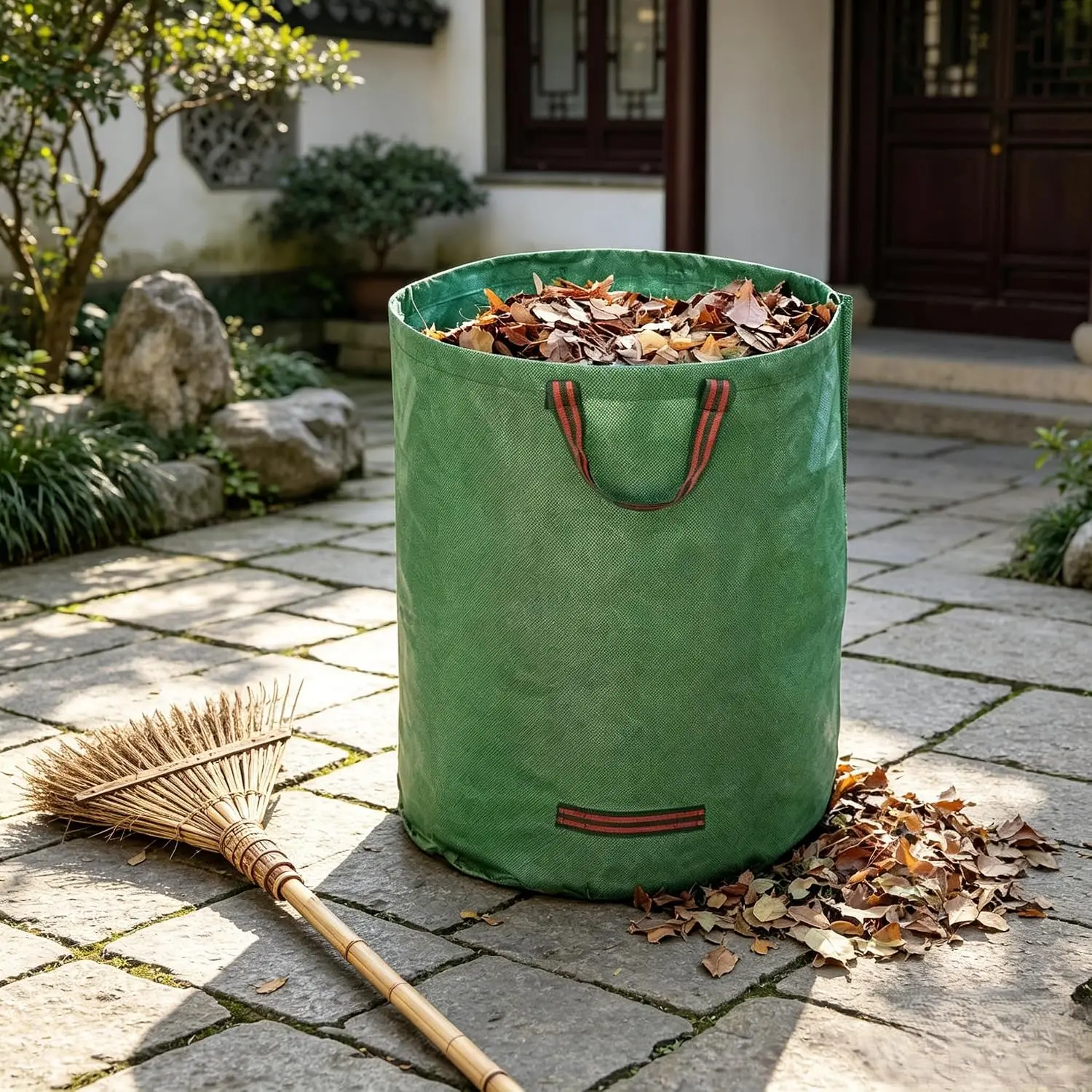 【Summerfinds】 3-Pack 72 Gallon Reusable Yard Waste Bag,Large Lawn Garden BagsHeavy Duty Collapsible Garden Leaf Trash ContainerStand-Up Grass Clipping Binwith Reinforcement Ring and Handles26.4x30 in,home essentials,back to school,Autumn gifts