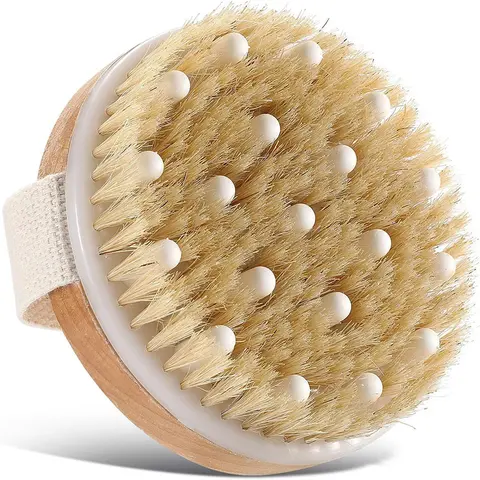 Dry Brushing Body Brush Set - Long Handle Grip Back Brush, Round Scrubber Tool for Bath Dry Brushing Routine, Exfoliating Lymphatic Drainage, Cellulite Care - Beauty & Personal Care Accessory for Adults toolupgrade