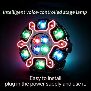 12-Eye LED Moving Head Stage Light, Sound-Activated RGBW Beam DJ Light, DMX512 Voice Control Disco Party Lights for Clubs/Bars, Weddings, Live Shows, and Church Stage Lighting