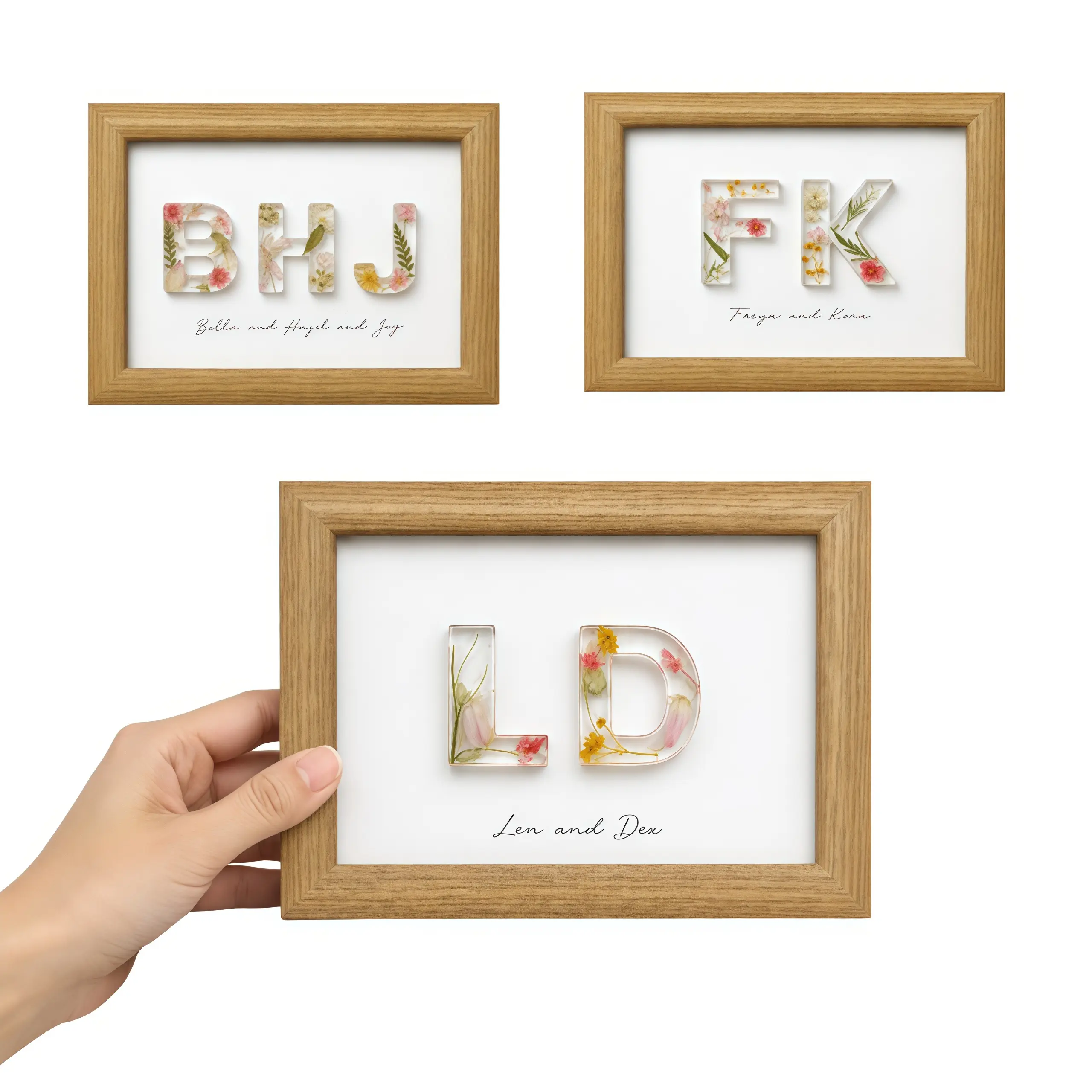 Make Your Own Floral Initial Frame Kit, DIY Pressed Flower Letter Art with Wood Frame, Dried Flowers & Tools, Handmade Birthday Gift, Home Decor Craft
