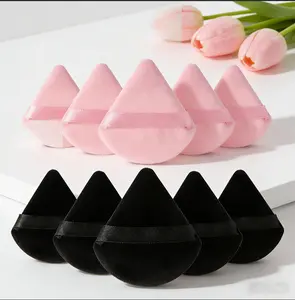10-pack sponge puffs, triangular, soft, suitable for dry and wet makeup application, setting concealer, loose powder, foundation, and blush, pink and black