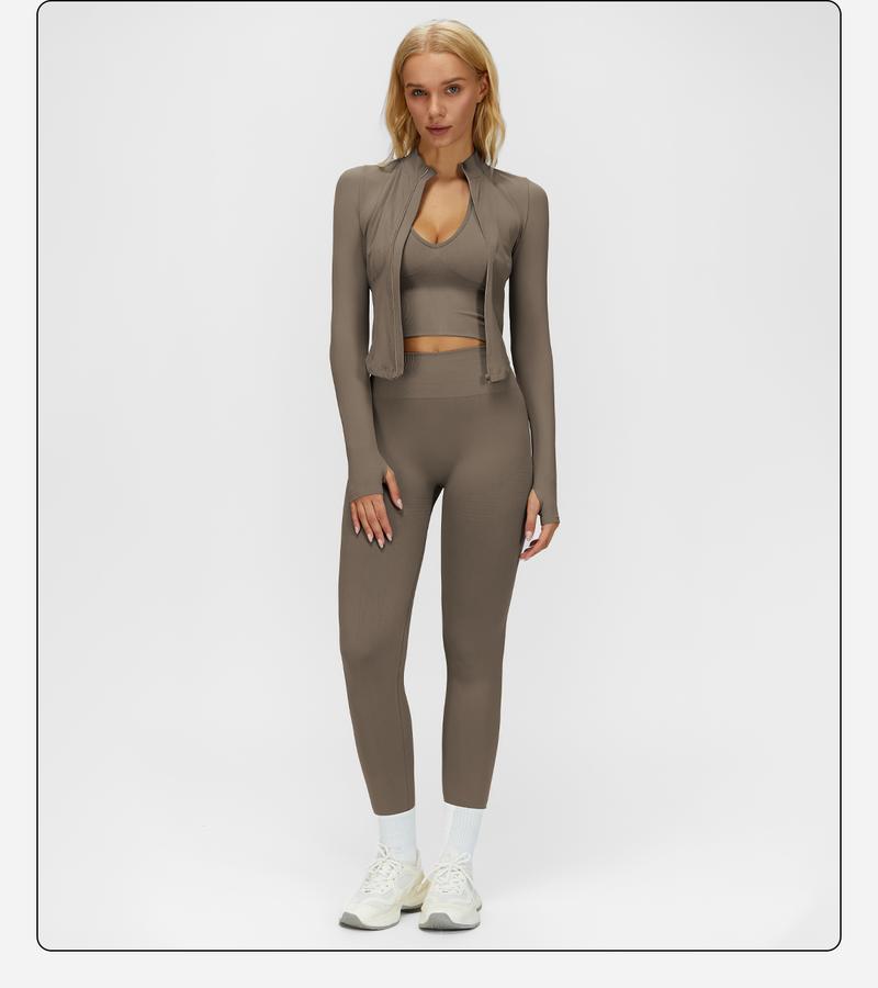 MFVIM Women's Solid Criss Cross Crop Tank Top High Waist Leggings Zip Up Crop Jacket Tracksuit Set Breathable Comfortable Yoga Workout Gym Athletic Activewear Textured Sweatsuit Thermal Lined Sports MFVIM Women's Solid Criss Cross Crop Tank Top High Waist Leggings Zip Up Crop Jacket Tracksuit Set Breathable Comfortable Yoga Workout Gym Athletic Activewear Textured Sweatsuit Thermal Lined Sports