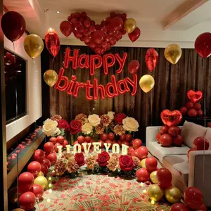 36Pcs Red Happy Birthday Balloon Set | Red Heart Foil Balloons & Red Gold Latex Balloons | Party Home Decor Kit for Birthday, Anniversaries, Valentine's Day & Proposals holiday deals