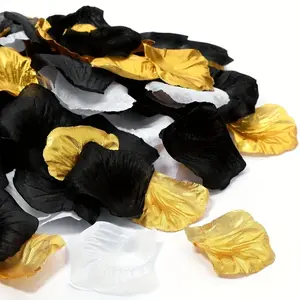 300 PCS Black, Golden, and White Artificial Rose Petals Non-woven rose petals - Perfect for Weddings, Birthdays, Anniversaries, Bachelorette Parties, and More - Durable Polyester Material - Suitable for Ages 14 and Up