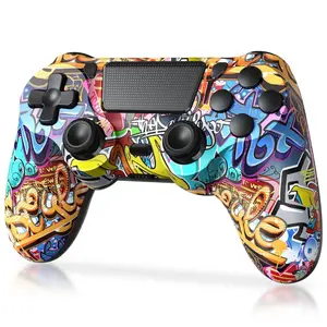 Wireless Controller Compatible For PS4,Pro,Slim with Vibration Feedback, Motion Sensing, Touchpad, Light Bar, Share, Speaker, 3.5mm Headphone Jack (Graffiti)