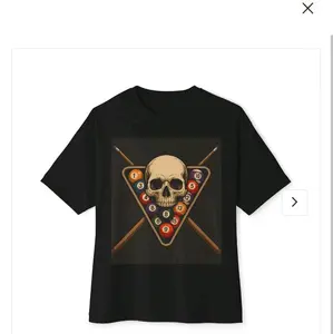 Pool Tshirt with Skull and Billiard Balls Design Black Tee