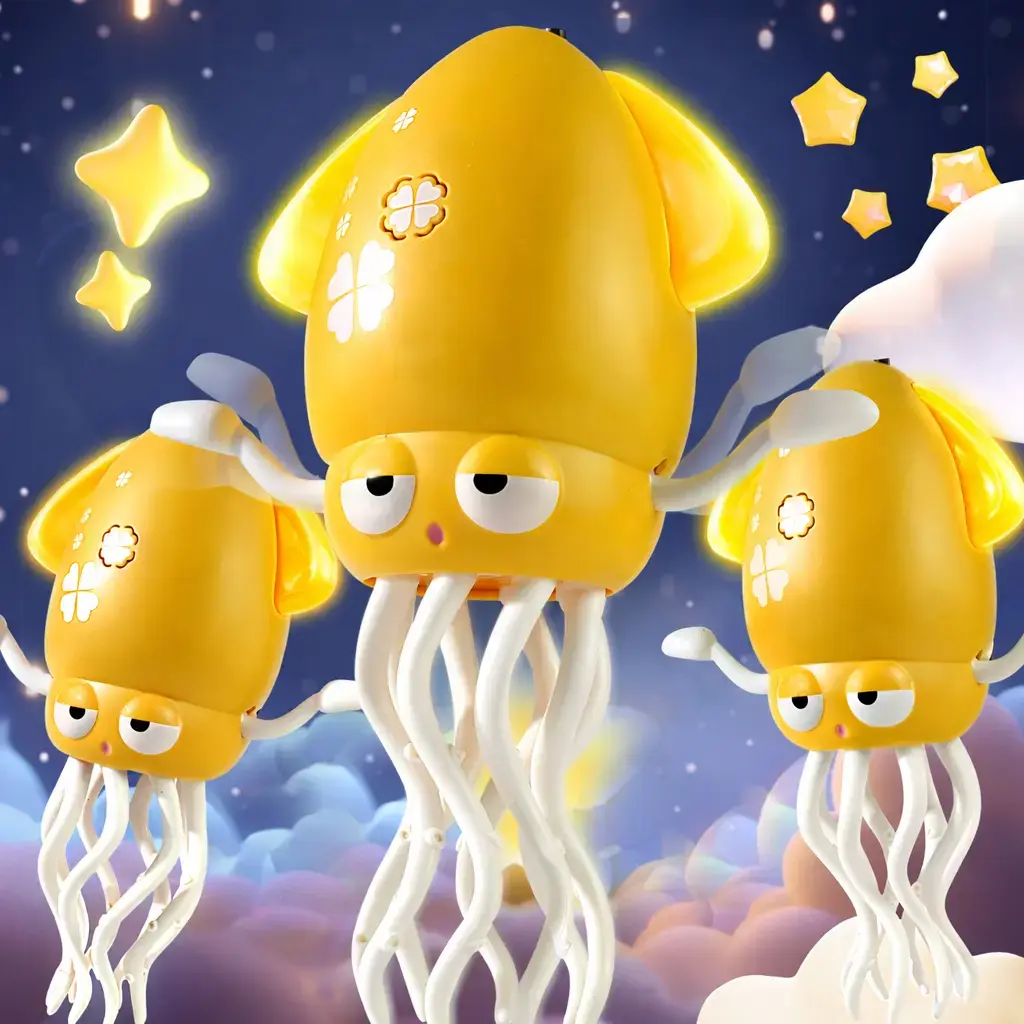 Interactive Dancing Squid Toy with Music and Colorful LED Lights, Moving Sensory Toy for Kids Ages 2+, Fun Tummy Time Crawling Toy, Birthday and Christmas Gift for Boys and Girls