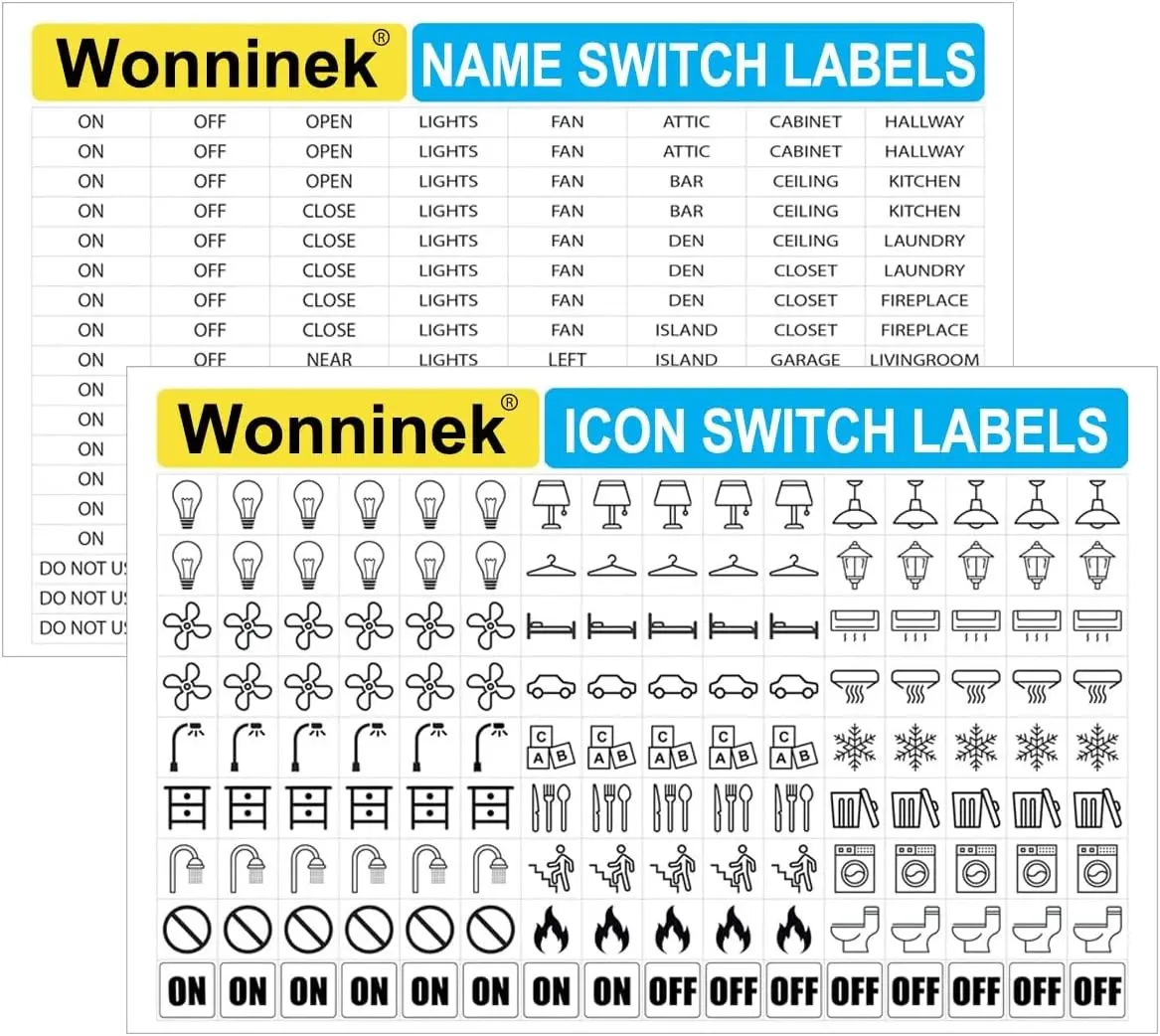 600PCS Transparent Light Switch Labels | Switch Identifier Stickers, Clear Waterproof Switch Stickers, Home Office Kitchen Bathroom Identification & Organization