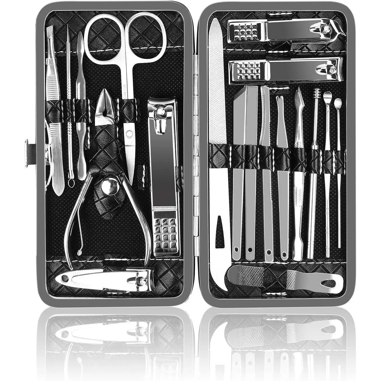 Manicure Kit, Okom Manicure Set, Travel Essentials Nail Kit, Includes Nail Clippers, Nail File and Pedicure Tools for Feet Pedicure Kit, Gifts for Men and Woman, Grooming Kit(19Pcs)