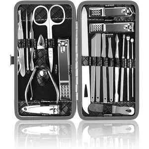 Manicure Kit, Okom Manicure Set, Travel Essentials Nail Kit, Includes Nail Clippers, Nail File and Pedicure Tools for Feet Pedicure Kit, Gifts for Men and Woman, Grooming Kit(19Pcs)