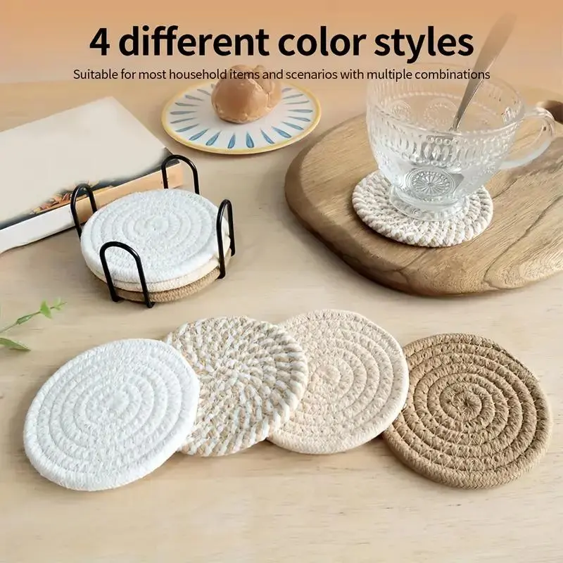 8 Pack Absorbent Round Coasters for Drinks with Holder, Minimalist Drink Mats Set for Coffee Table Home Decor Bar Tableware Housewarming Gift, Perfect for Parties