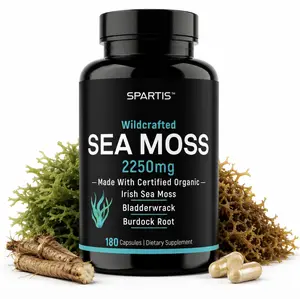 SPARTIS Organic Irish Sea Moss, Bladderwrack & Burdock Root Blend Supplement Capsules, 180 Count Herbal Healthy Wellness