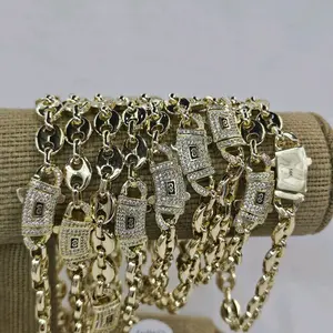 8mm Unisex Pig  Bracelet Stainless Steel 14K with Elegant Lock Design and Dazzling CZ Stones