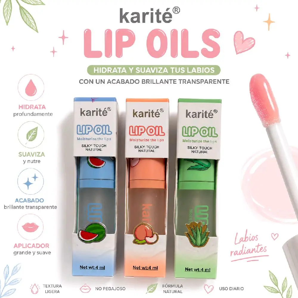 Natural Clear Shea Butter Lip Oil for Dry, Chapped Lips