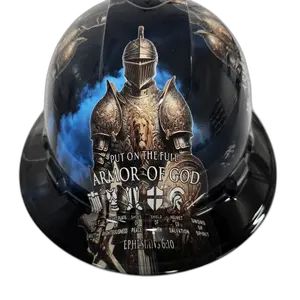 Armor of God Knight & Lion - Custom Hydro Dipped Full Brim Hard Hat