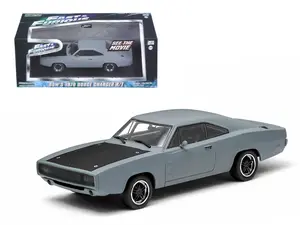 Dom's 1970 Dodge Charger R/T Primered Grey Fast and Furious" Movie (2009) 1/43 Diecast Car Model by Greenlight"