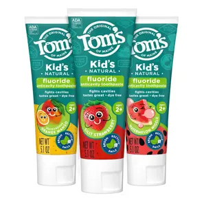 Tom’s of Maine Anticavity Kids Toothpaste Variety Pack, Strawberry, Orange Mango, Watermelon Flavors, Kids Toothpaste with Fluoride, Safe for Ages 2 and Up, 5.1 oz (Pack of 3)