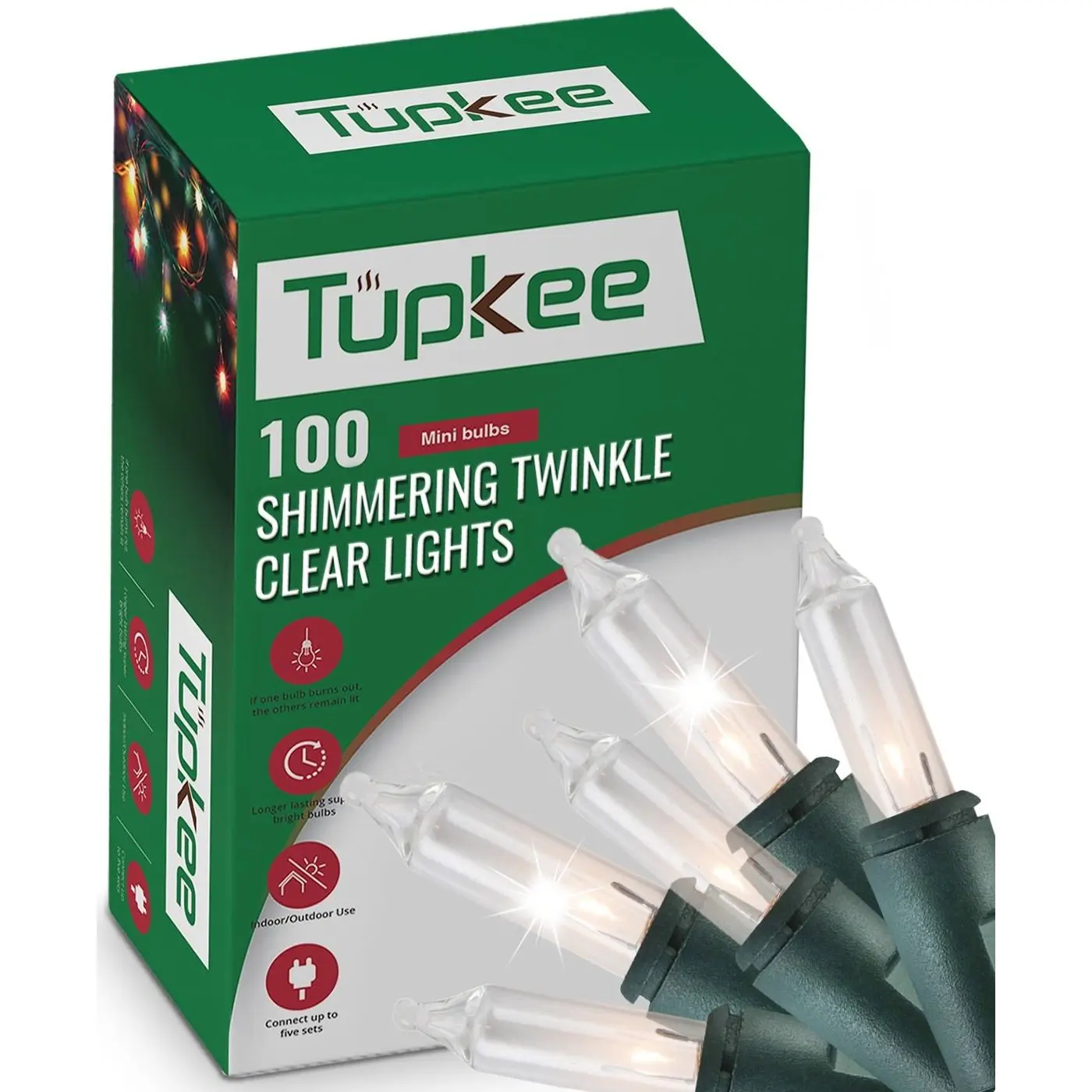 Shimmering Christmas Twinkle Lights - 100 Incandescent Lamp Bulbs, 20.5Ft String, 12 Bulbs Twinkle Function - Indoor-Outdoor Festive Decor for Christmas Tree, Birthday - Digital Door Mount Fashion Home Supplies