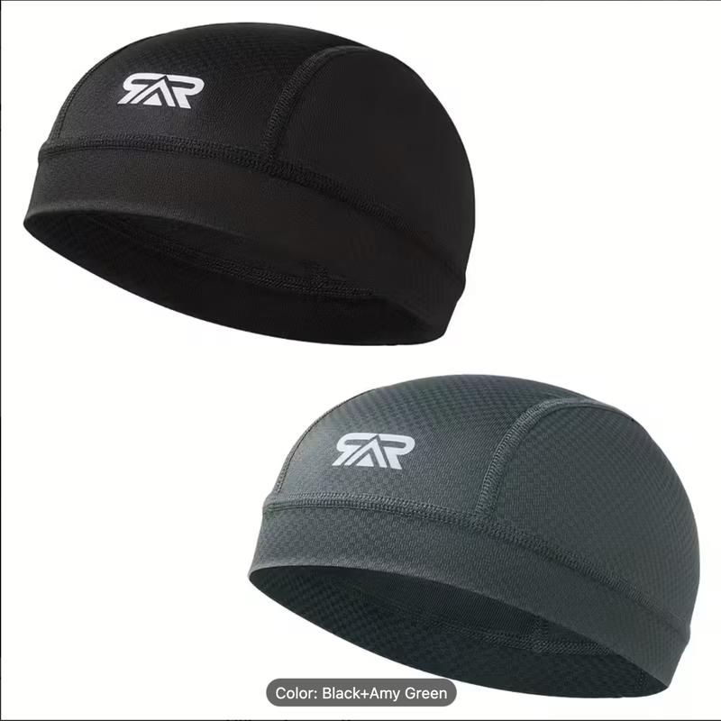 SINGBIT 2PCS High Stretch Polyamide 85% Spandex 15% Unisex Solid Color Sports Skull Cap Black White for Men Women Breathable Machine Washable