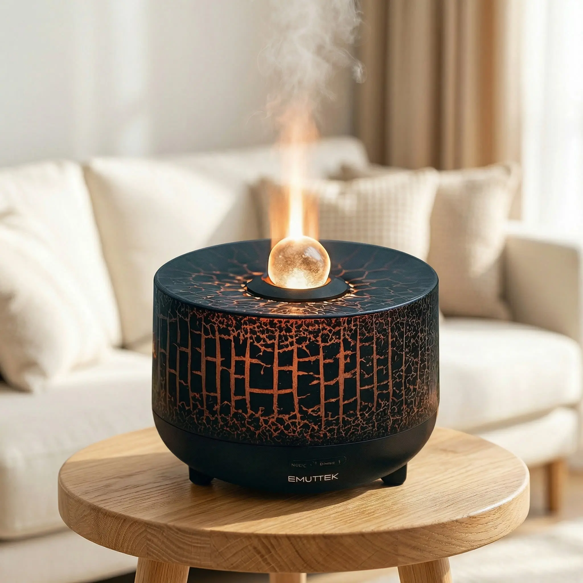 Crystal Ball Humidifying Essential Oil Diffuser – 250ml, 9 LED Colors, Remote, 380 sq ft Coverage