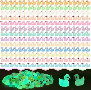 260pcs Luminous Mini Resin Ducks,Glow in The Dark Tiny Duck for Home Hide Prank Game Dollhouse Decor Aquarium Potted Miniature Landscape DIY Ornament