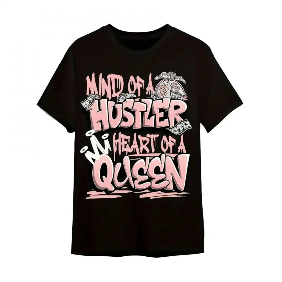 Summer 2026 StreetwearWomen's 100% cotton T Shirt - "Mind of a Hustler Queen" Slogan & Dollar Sign Design, Soft Breathable Crew Neck Short Sleeve Tee for Women, Casual Streetwear,Casual Summer T-Shirt with Crew Neck,viral graphic teesUnisex Graphic Tee