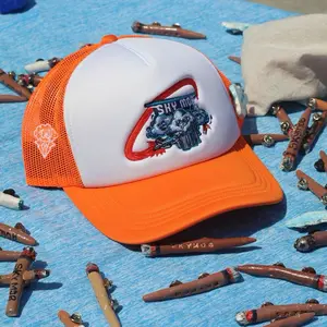 SkyMob Orange/White Adjustable Trucker Hat with SkyMob Logo Design & Unique SkyMob Logo Accessories Included - Stylish and Functional