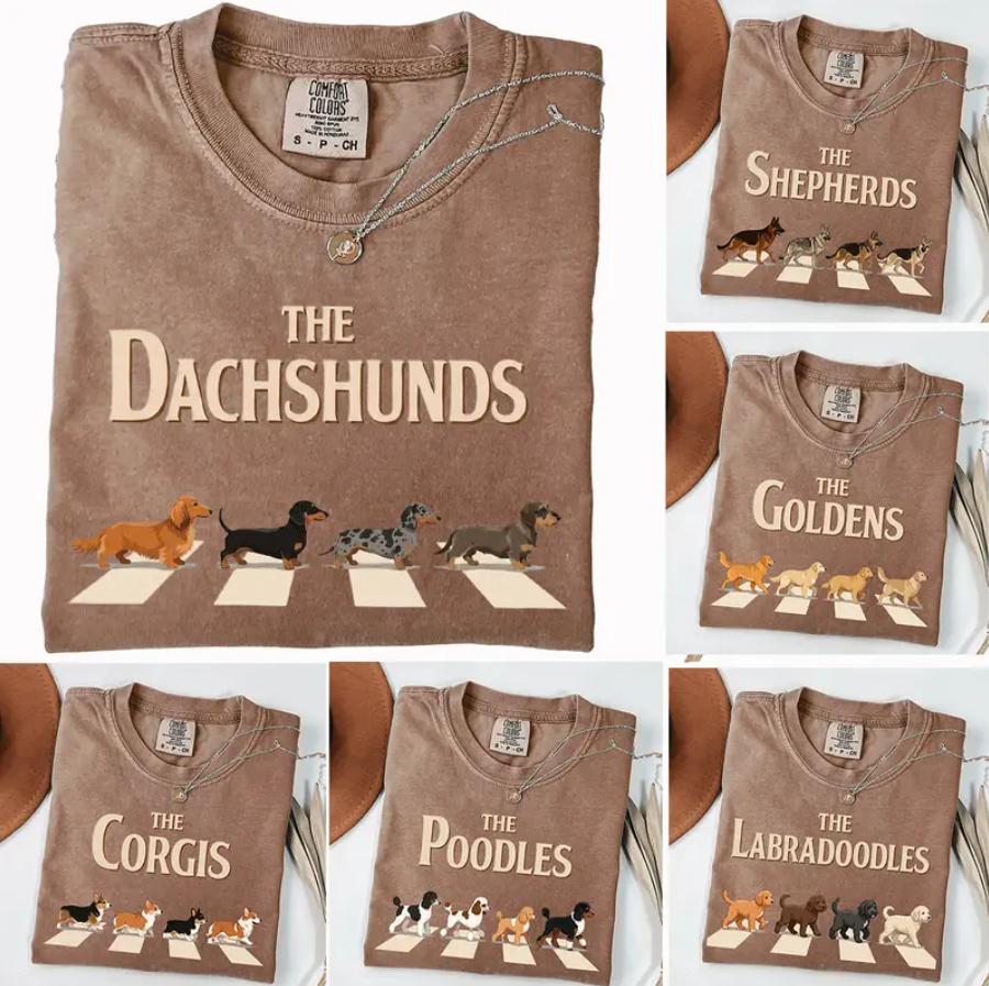 Comfort Colors Custom Vintage Dog Shirt, 50+ Breeds Dog Walking Tee, Corgi German Shepherd Dachshund Golden Retriever Labradoodle Poodle Gift Shirt