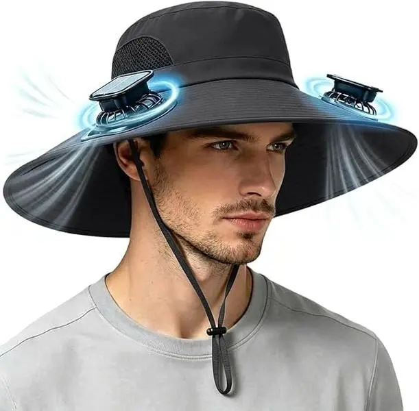 Unisex Solar Charging USB Rechargeable Fan Hat - Adjustable Fit, Detachable Cooling, Mesh Ventilation, Breathable Party Cap for Beach Hiking, Camping, Outdoor Summer Use & Gifting