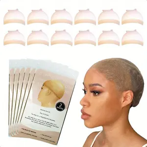 12pcs Invisible HD Wig Caps for Lace Front - Skin-Tone Transparent Breathable Nylon Stocking Caps for Women, Bald Cap for Wigs, Secure Fit with Elastic Band, 6pcs, Secure Wig Fit | Transparent Design | Highquality Wig Cap