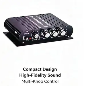 2.1 Channel Super Bass Portable Bluetooth Karaoke Amplifier, Hot-Selling New Model Car Audio MP3 Amplifier with ST-838-Black-with Bluetooth + Flat Plug Adapter for Audios