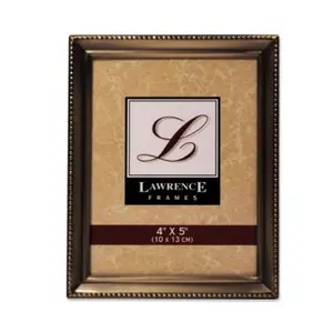 212 MAIN Traditional Antique Brass Steel Frame - 4x5 Photo Frame, Heavy Gauge, Bead Border Design, Baby & Maternity Room Decor