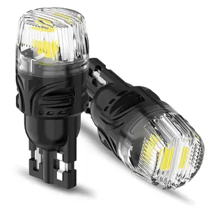 BRS High-Brightness Decoded LED  White Strobe Flash Blinking Brake Stop Tail Parking Light Bulbs – 220 Lumens (T10, 2-Pack)